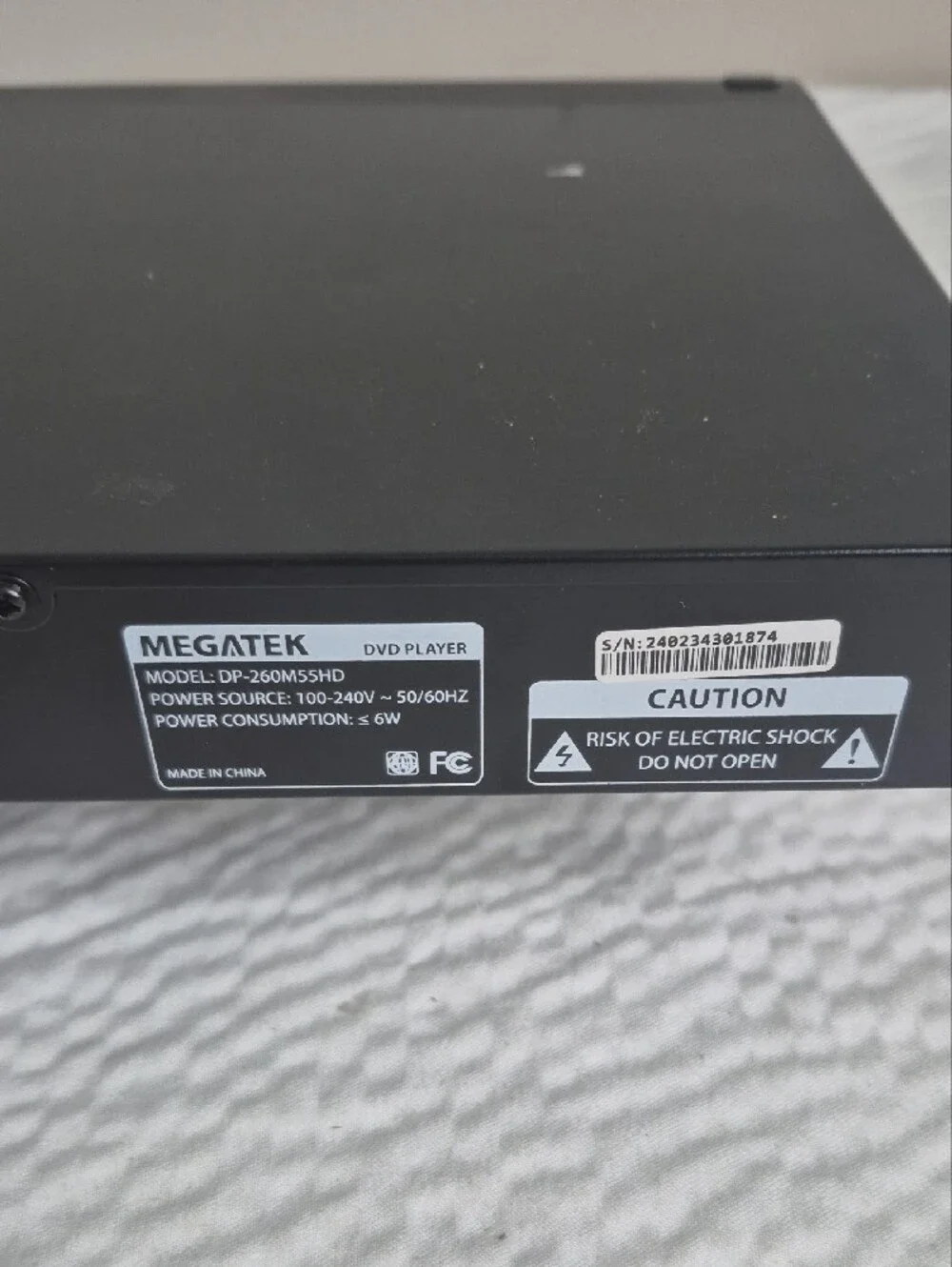 Megatek DP-260M55HD DVD Player Black  USB Input Composite RCA